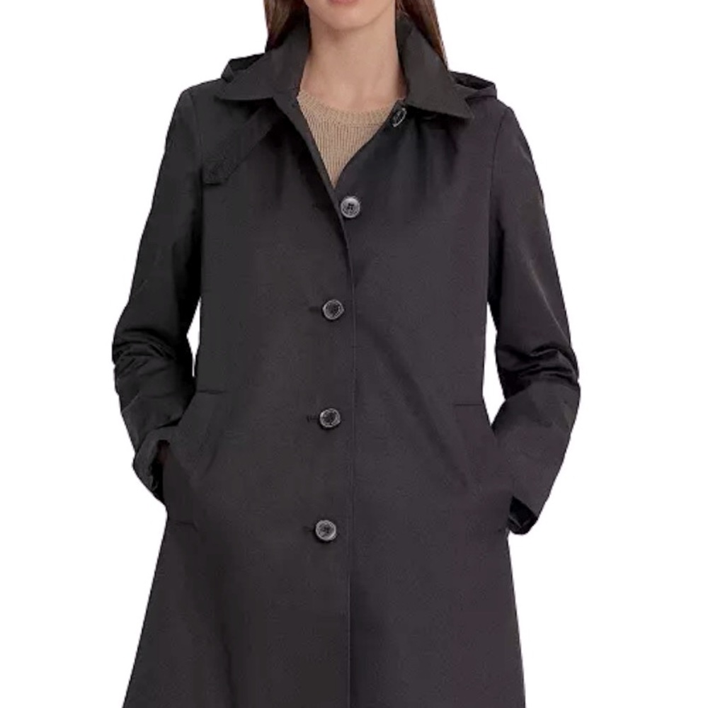 NWOT LIZ CLAIBORNE black hooded A-line trench coat 😍